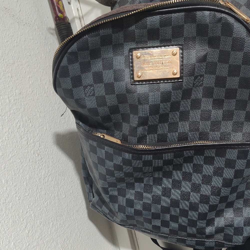 Designer Checkered Black Backpack - image 1